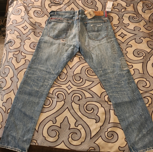 SOLD! Polo Ralph Lauren Mens Sulivan Slim Patchwork Bandana Distressed Jean 3430 - Picture 12 of 12